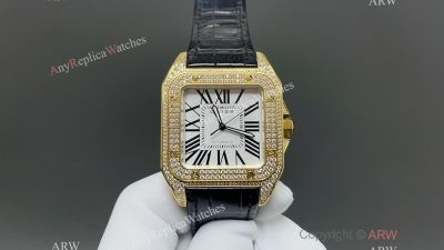 Cartier Santos 51*41.3mm for Men 44.2*35.6mm for Women 2824 Movement YG Case Couple Watch